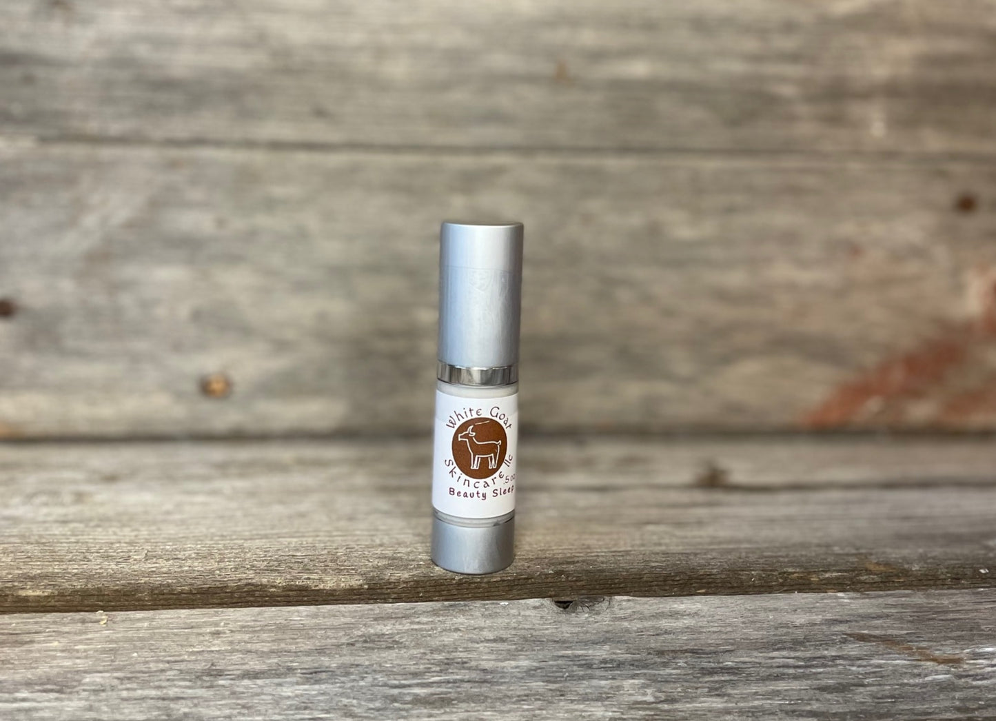 "Beauty Sleep" night time natural organic goat milk face lotion in an airless pump