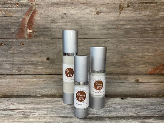"Beauty Sleep" night time natural organic goat milk face lotion in an airless pump