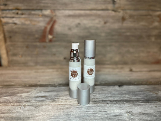 "Beauty Sleep" night time natural organic goat milk face lotion in an airless pump